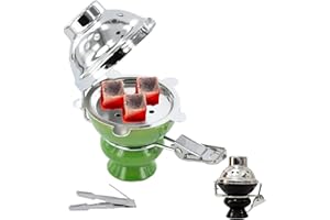 ZEBRA SMOKE Ceramic Hookah Bowl with Cover & Screen Wind Cover Shisha Bowl Charcoal Screen for Hookah Pack With Coal Tongs (Black)