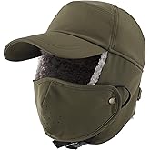 Connectyle Warm Winter Hat with Ear Flaps Mask Cold Weather Outdoor Ski Cap Water-Resistant Baseball Trapper Hat for Men