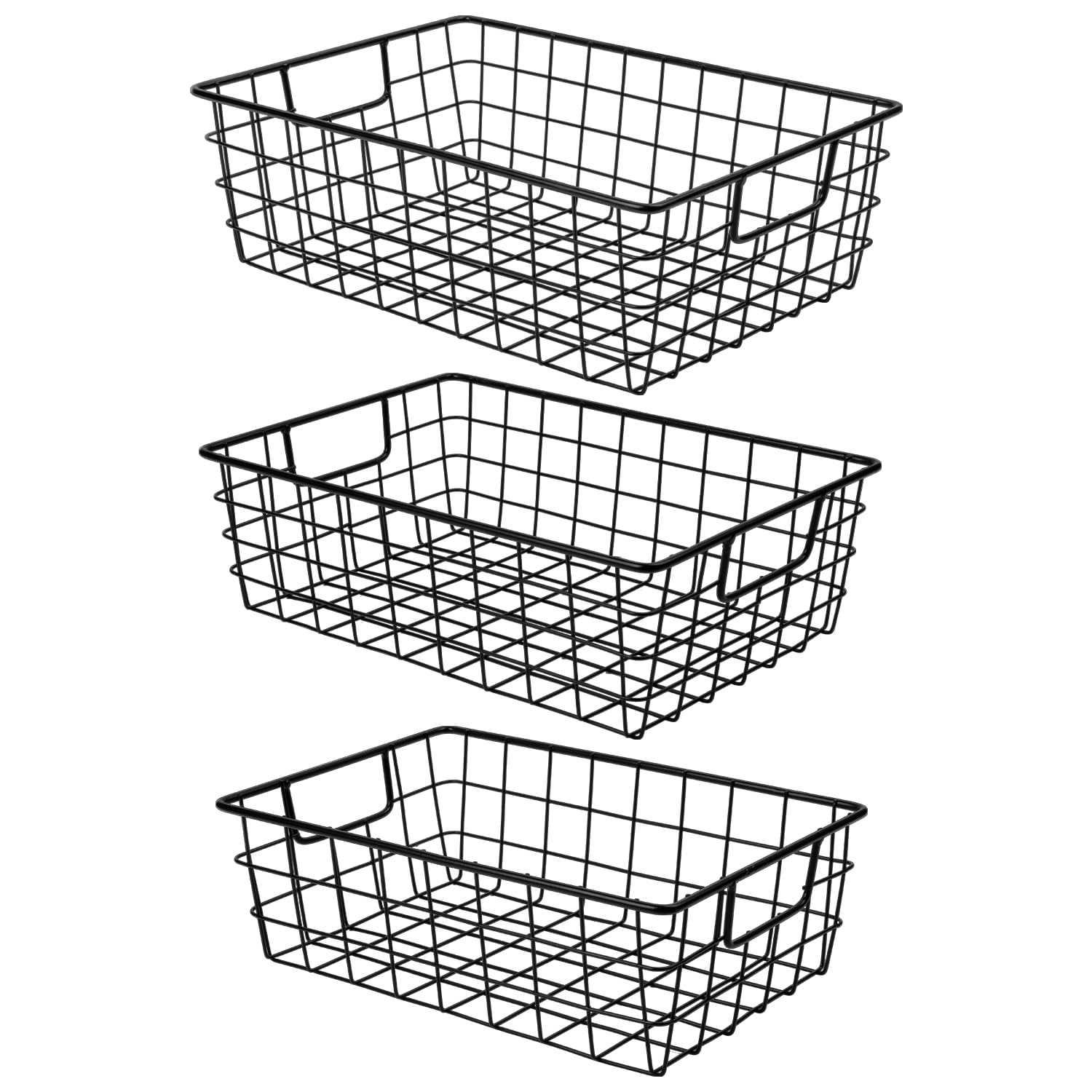 Photo 1 of * ONE ONLY * Wetheny 3 Pack Extra Large Wire Basket with Metal Handles, Metal Basket for organizers and storage, Wire Storage Baskets for Pantry, Cabinet, Fridge, Kitchen, Wardrobe, Garage, Bathroom, Black