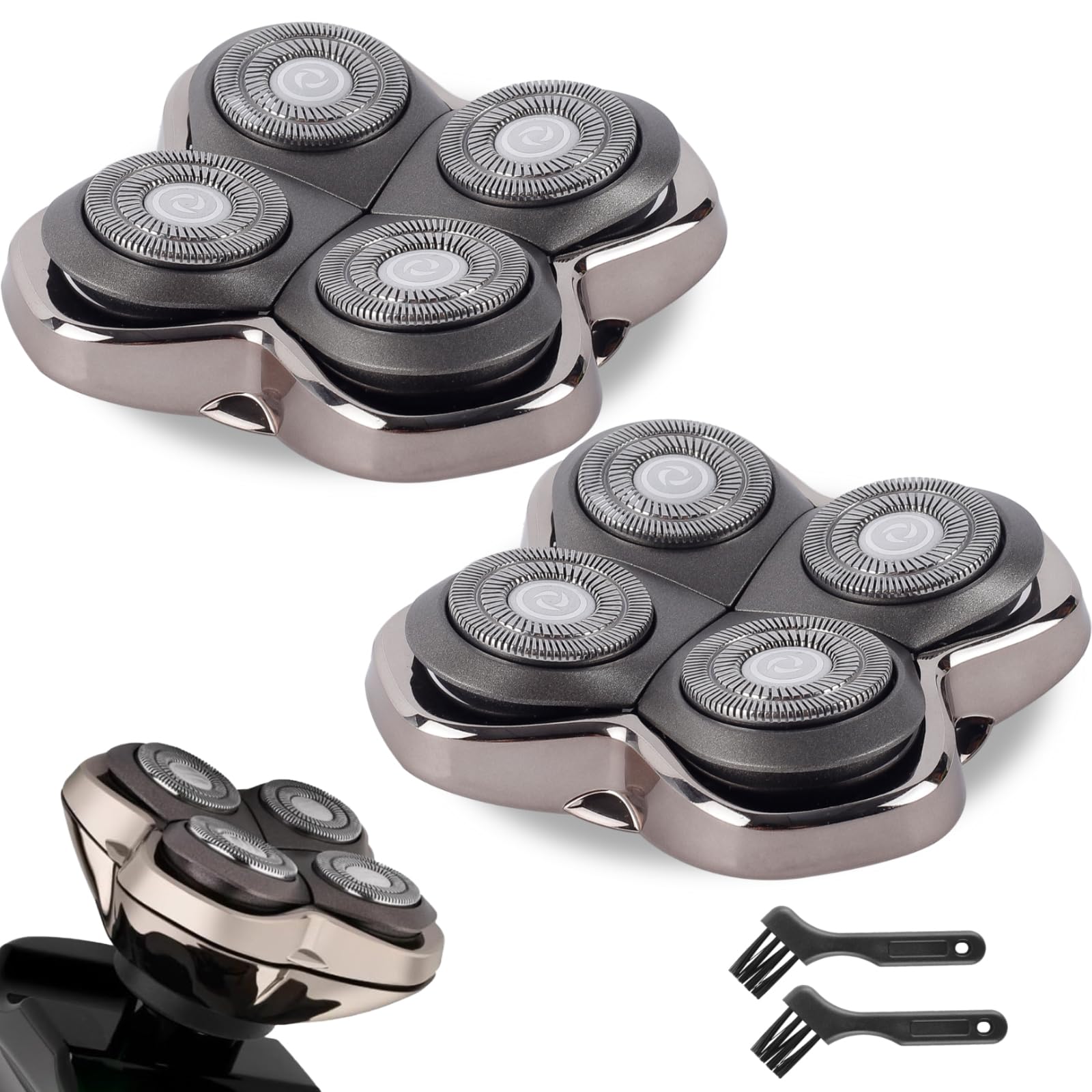 Photo 1 of 2 Pack Head Shaver Replacement Heads Compatible with Pitbulls Gold PRO,Silver PRO, Platinum PRO,Butterfly Kiss PRO - Hypoallergenic Stainless Steel Shaver Foil Replacement - 4D Floating Blade