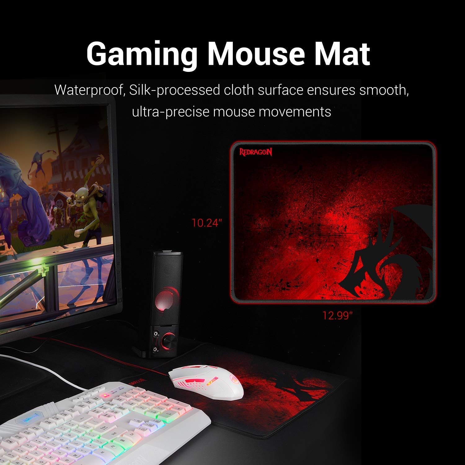 Redragon S101 Wired RGB Backlit Gaming Keyboard and Mouse, Gaming Mouse Pad, Gaming Headset Combo All in ONE PC Gamer Bundle for Windows PC – (White): Computers & Accessories
