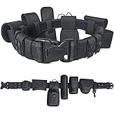 VLJUULJV Duty Belt w/Nylon Tactical Security Guard Utility Belts Rig, Law Enforcement Set with 4 Pcs Keepers Outer Inner Belt