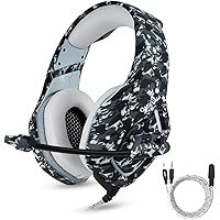 PS4 Gaming Headset with Mic for PC Mac Laptop New Xbox One Nintendo DS PSP Surround Stereo Sound Noise Reduction One Key Mute Gaming Volume Control Omnidirectional Microphone Gamer(Camouflage)