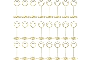NERIUS Table Number Holders, Simple Table Sign Stand Place Card Holder, Delicate Table Name Card Holder, Reusable Table Picture Memo Note Holder for Wedding Birthday Party Restaurant (24pcs, Gold)