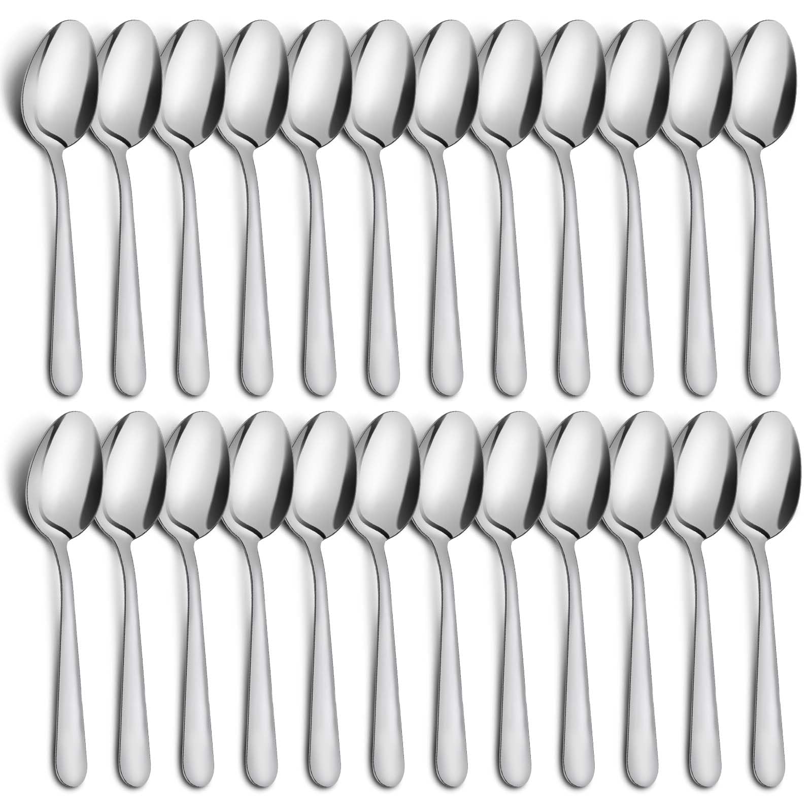 Photo 1 of 24-Piece Dinner Spoons Set, Funnydin 6.7" Stainless Steel Spoons Silverware, Durable Dessert Spoons, Table Spoon Use for Home, Kitchen and Restaurant - Mirror Polished, Dishwasher Safe