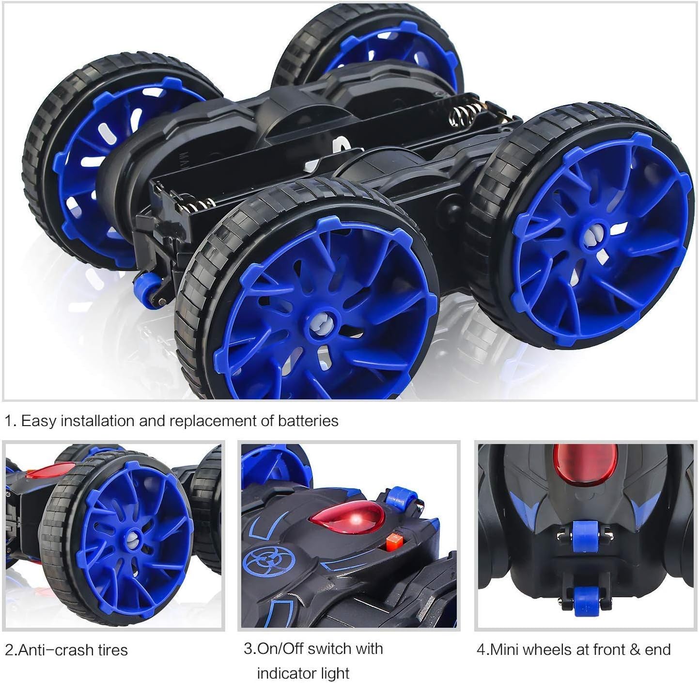 Remote Control Stunt Car, RC Car Toy All Terrain Off Road 4WD Double Sided Running, 360° Rotation & Flips Remote Control Car Toy Gift for Boys & Girls Aged 4 5 6 7 8 9 10 11 12: Toys & Games