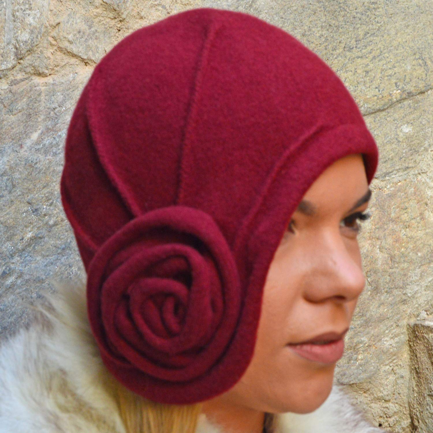 red wool cloche hat