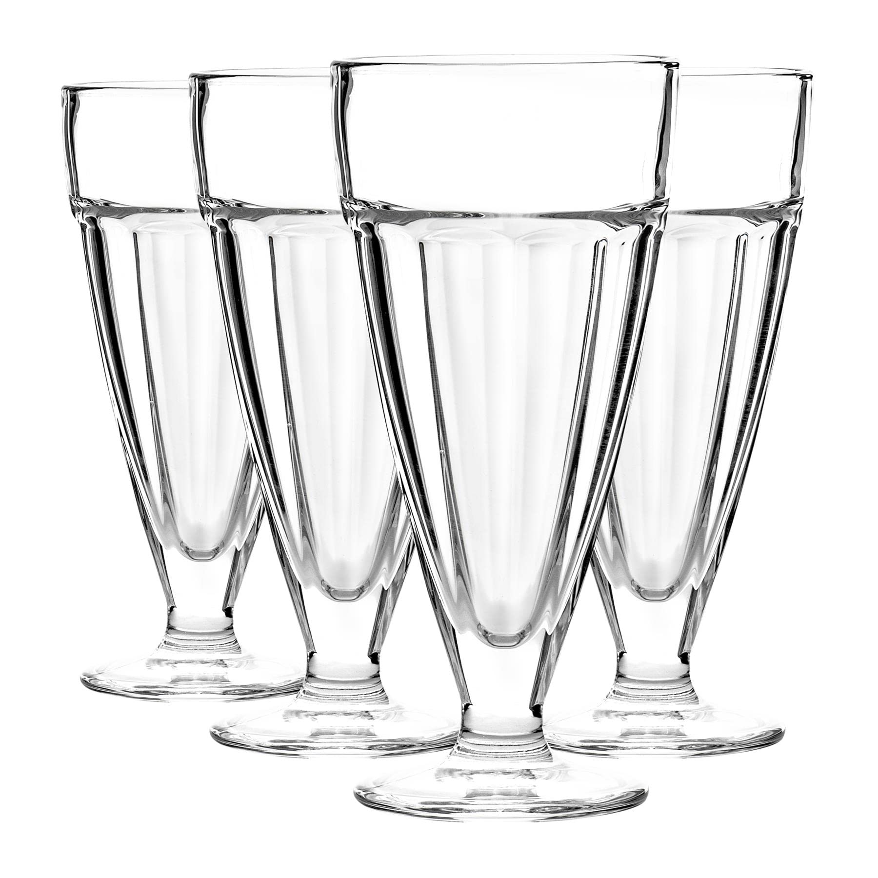 Argon Tableware Ice Cream Sundae Glasses Set of 4 Tall 350ml Milkshake Glasses Clear Dessert Cups with Footed Base Ice Cream Bowl for Milkshakes, Yoghurts