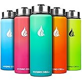 HYDRO CELL Stainless Steel Insulated Water Bottle with Straw - For Cold & Hot Drinks - Metal Vacuum Flask with Screw Cap and Modern Leakproof Sport Thermos for Adults (Mint/Green 24oz)