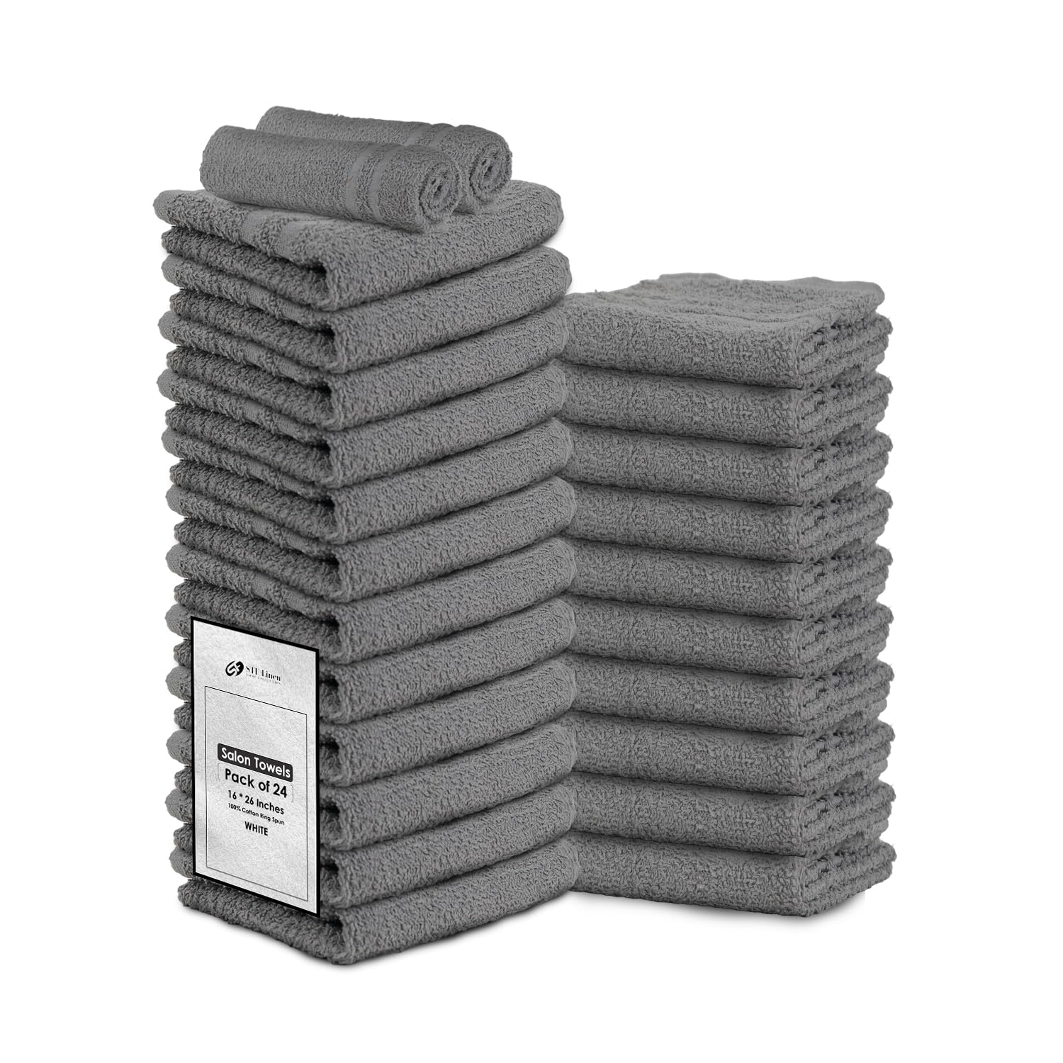 Photo 1 of STF Linen 24 Pack Dark Grey Hand Towel 100% Cotton Spa Towel – 16x27 inches Highly Absorbable Facial Towels Gym, Hair Towel and Face Towel Bulk Small Towels (Not Bleach Proof)