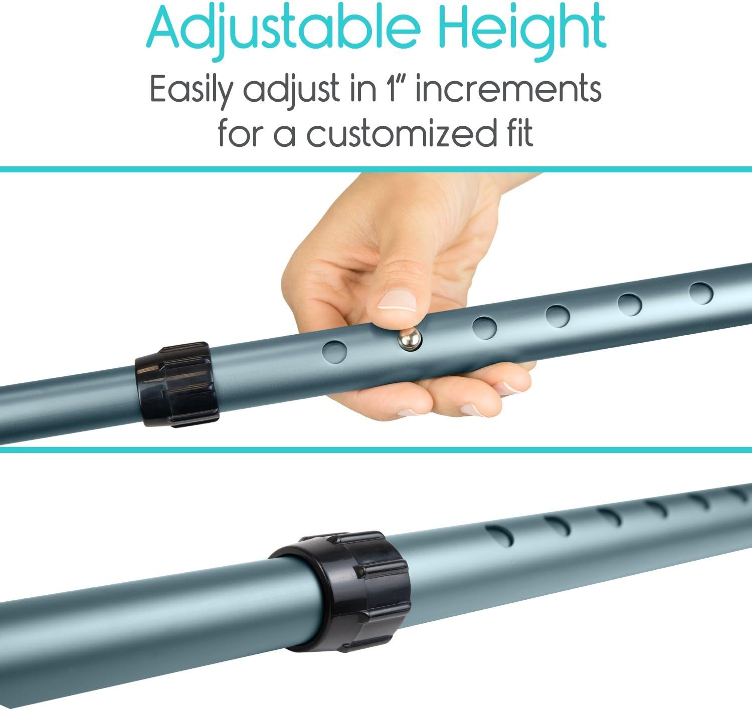 Vive Crutches for Adults (x2 Units, Open Cuff), Elbow Crutches for Men & Women - Image 5