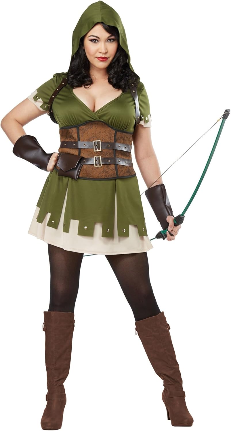 California Costumes Women's Size Lady Robin Hood Adult Woman Plus Costume, Olive/Brown