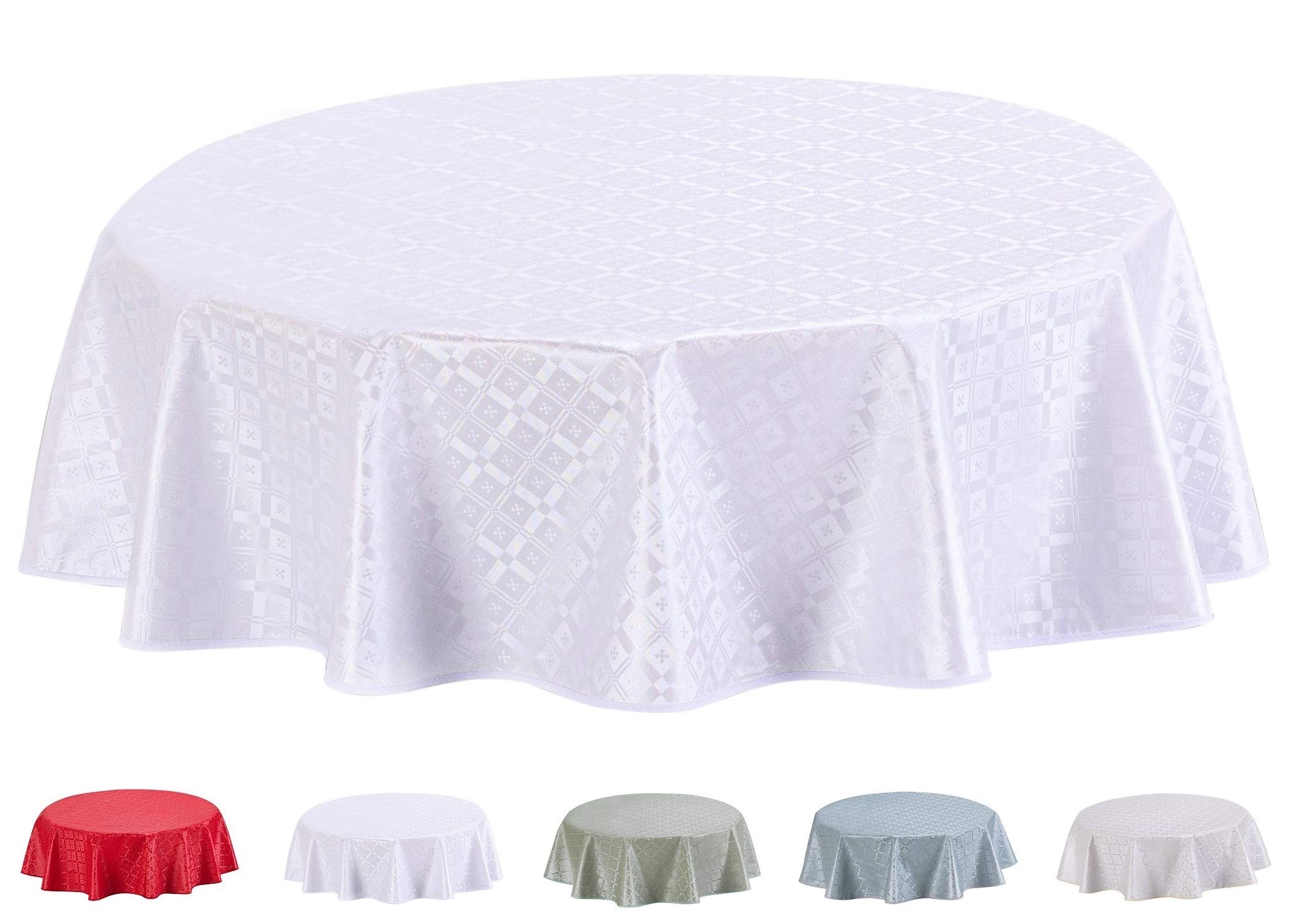 Home Direct Round Embossed Oilcloth PVC Wipe Clean Tablecloth Table Cover 155cm 61" White