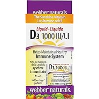 Webber Naturals Vitamin D3 1000 IU Liquid, 25 mL, For Healthy Bones, Teeth, and the Maintenance of Good Health