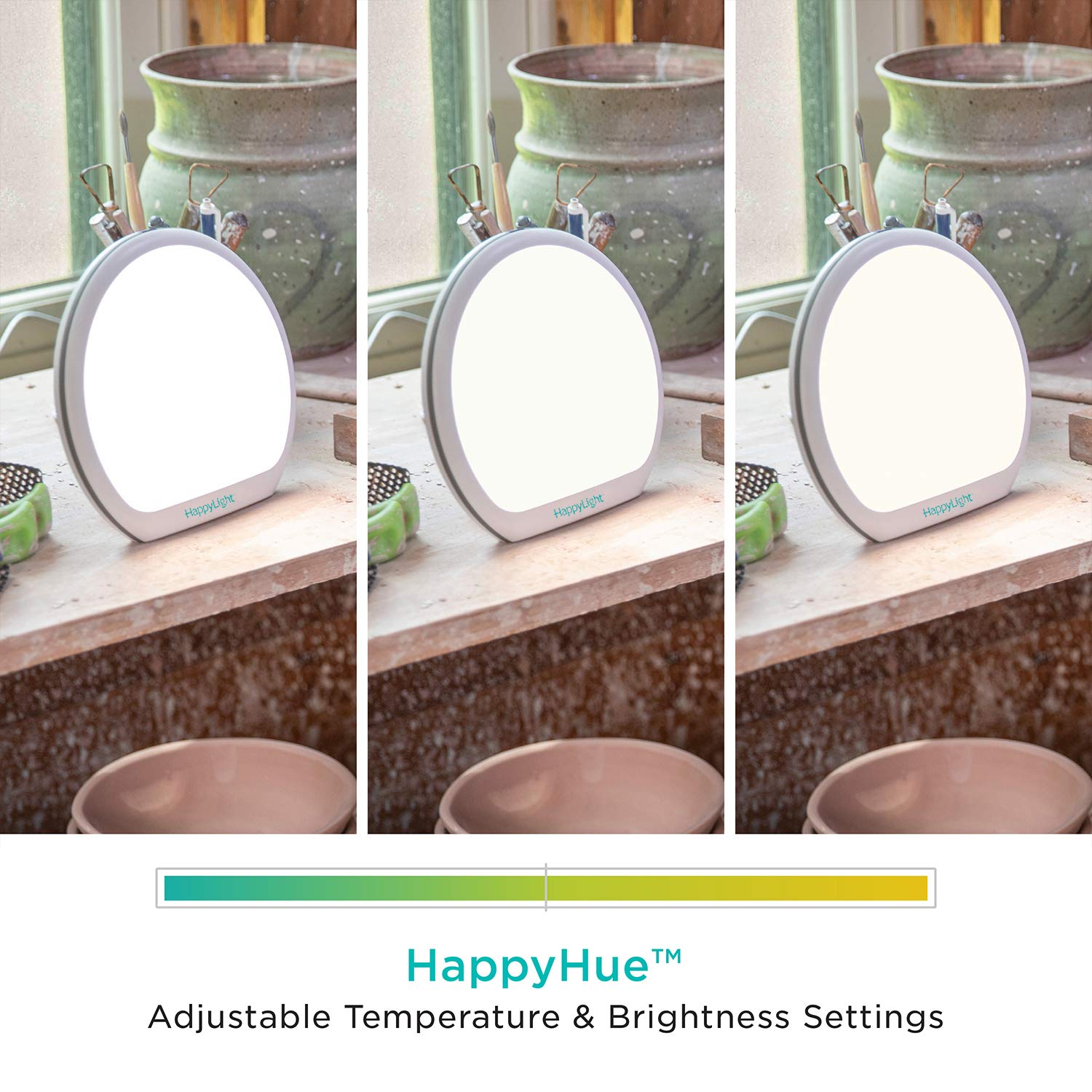 Verilux HappyLight Alba - New Round UV-Free LED Therapy Lamp, Bright White Light with 10,000 Lux, Adjustable Brightness, Color, and Countdown Timer