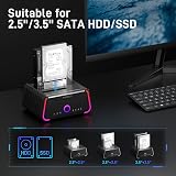 FIDECO USB 3.0 Docking Station 2.5/3.5 SATA HDD SSD RGB Lights Offline Clone view 5