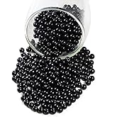 YouLuo 200Pcs Glass Pearl Beads Round Pearl Beads Czech Tiny Satin Luster Filler Loose Spacer Beading for Jewelry Making Crafts Bracelet Necklaces Earrings (Jet Black, 4mm)