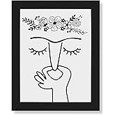 bakbrand Bathroom Wall Art Black and White Framed Wall Decor Minimalist Modern Canvas Print Humorous Picture Print Painting for Toilet (AA2, Black, 8W x 10L)