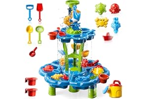 BEBY BUTY Water Table for Toddlers 3-5 4-8, 2-Tier 3 in 1 Kids Sand and Water Table, Summer Outdoor Beach Outside Backyard Activity Sensory Water and Sand Tables, Birthday Party Gift for Kids Boys and Girls