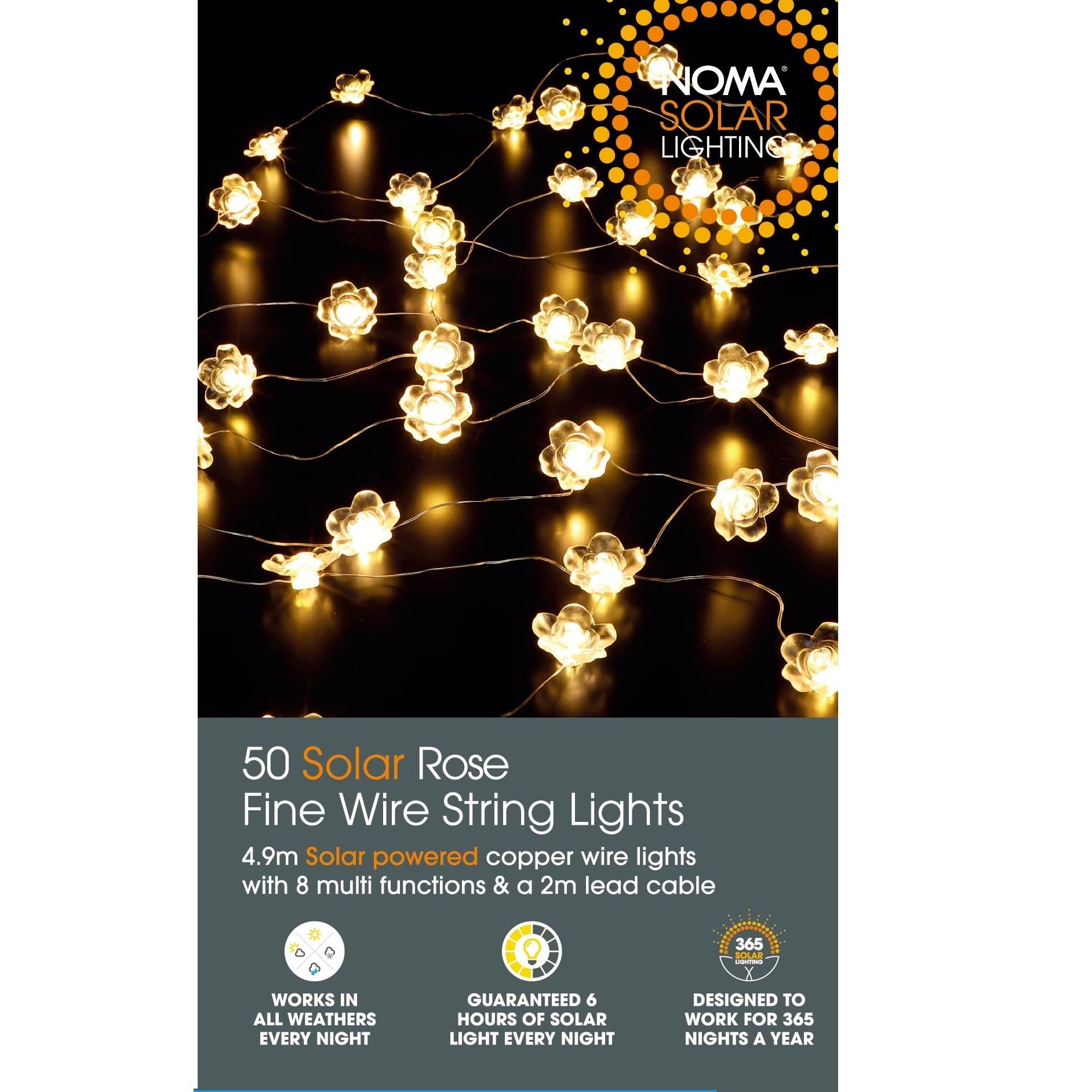 Noma Solar Fine Wire Lights, 50 Warm White Rose LED's — image 1
