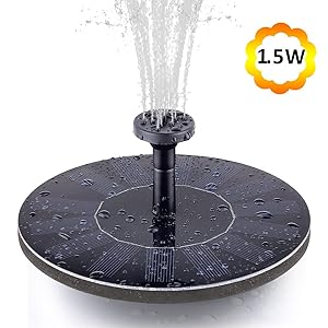 NANGOALA Solar Garden Water Fountain Pump, Free Standing Solar Powered Pond Pool Fountain Pump Kit, 1.5W Outdoor Submersible Floating Solar Bird Bath Fountain Pump for Garden, Patio & Lawn