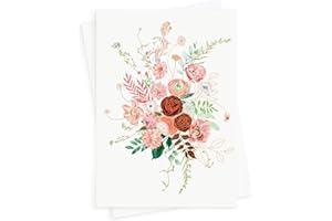 Wedding Flower Card – for Weddings, Brides, Engagement, Bridal Showers, Friendship, Thank You – Floral Blank Card includes En