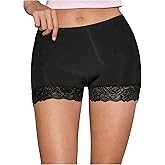 WDIRARA Women's Lace Trim Boy Shorts Mid Rise Brief Panties Boyshorts Underwear