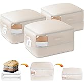 DIMJ Blanket Storage Bag Compression Organizer -3 Pack 198L Ultra Space Saving Self Compression Organizer with Clear Window W