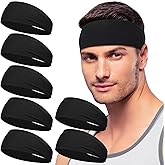 Sport Headbands for Men - 7 Pcs Sweat Absorbent Running Headband for Fitness Workout Running Rugby Baseball Yoga High Intensity Interval Training, Unisex Sweatband for Both Men and Women