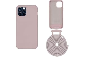 HoldingIT Crossbody Phone Case with Detachable Lanyard Compatible with iPhone 12 Pro Max, 2-in-1 Hands Free iPhone Cover with Drop Protection, Adjustable Rope Pink