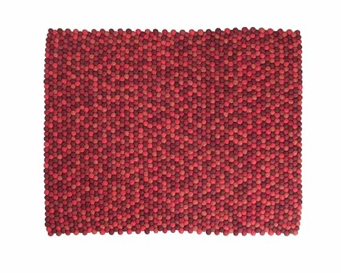Bianca Rechteckig Shades Of Red Round Teppich Filz Woll Kugeln