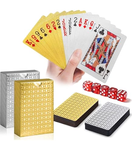 Amazon.com: jcoral 2 Pack Diamond Playing Cards Gold Silver Poker