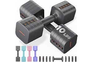 FEIERDUN 5-in-1 Adjustable Dumbbell Set of 2, 12LBS/20LBS Hand Weights for Women, 1s-Adjust Dual-Stable Dumbbell Set for Women Home Gym & Outdoor