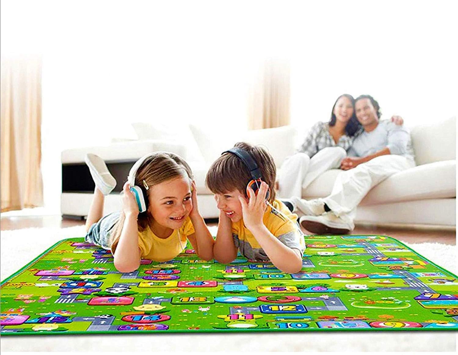 Yozo Double Sided Water Proof Baby Mat Carpet Baby Crawl Play Mat Kids Infant Crawling Play Mat Carpet Baby Gym Water Resistant Baby Play & Crawl Mat(Large Size - 6 Feet X 5 Feet) (babymat)