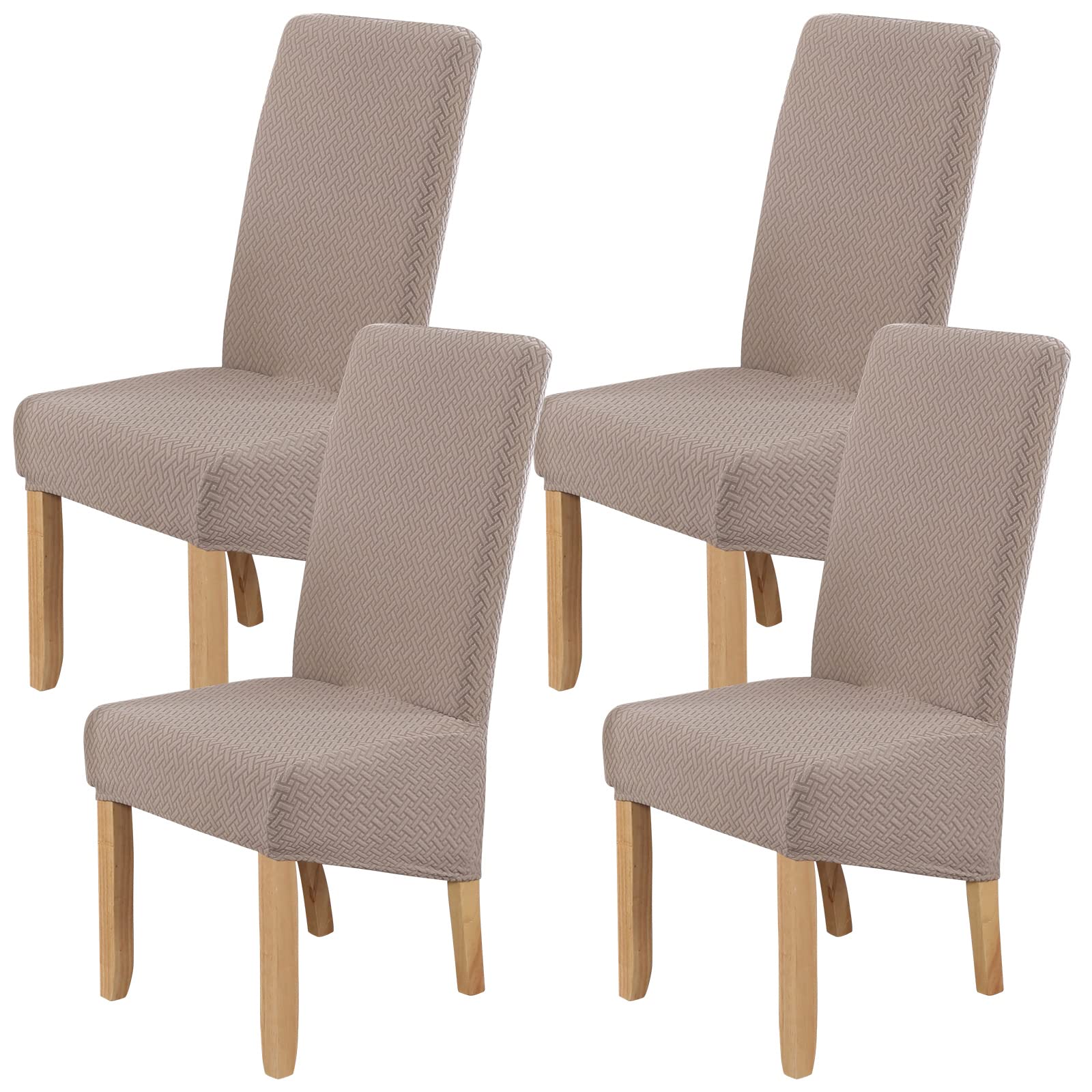 LiveGo Large Size Dining Chair Covers Set of 4,Dining Room Chair Slipcovers,Stretch Removable Washable Large High Back Parsons Chair Covers for Dining Room,Hotel,Kitchen,Banquet,Home(Camel,Pack of 4)
