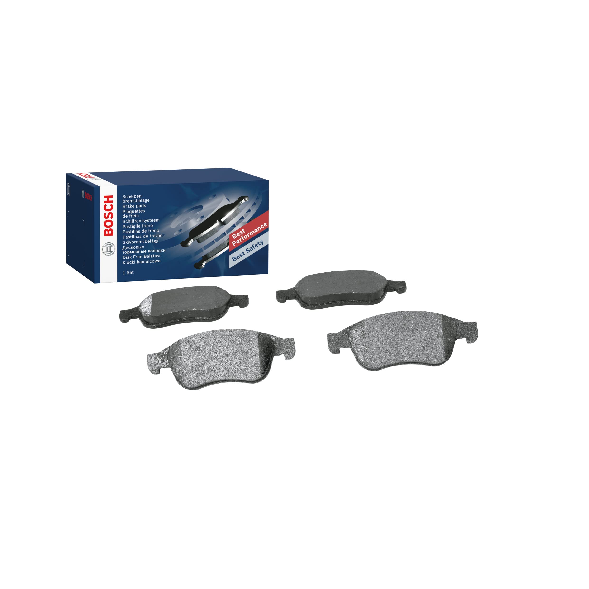 Bosch BP1363 - Brake Pads Car Front Axle - Bosch Quality - Reduced Noise and Dust - ECE-R90 Certified - Copper-Free - 1 Set of 4 Pads