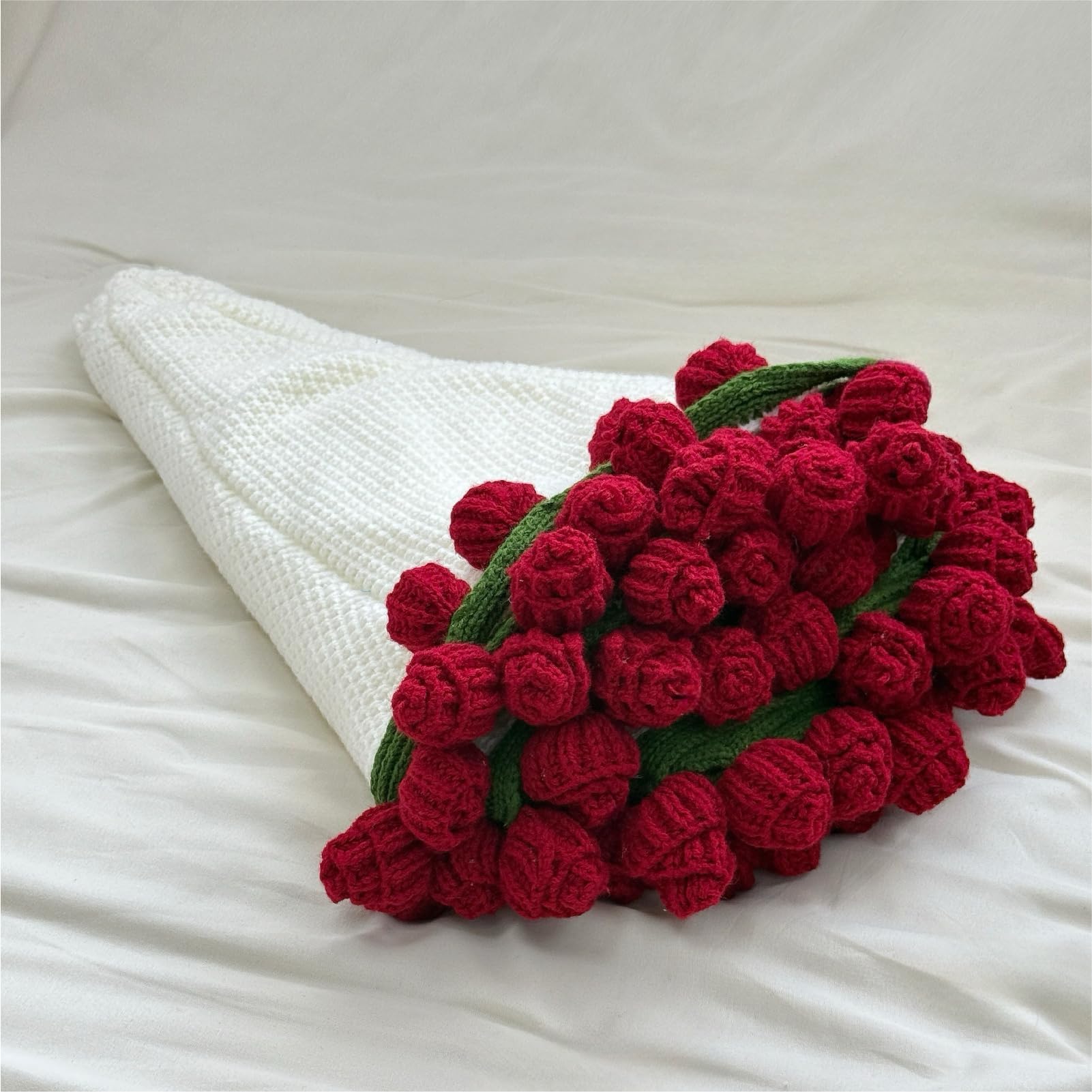 Photo 1 of SoffMoiis Crochet Flowers Bouquet Blanket, Handmade Rose Blanket, 32 Inch Round Floral Soft and Lightweight Romantic Gifts for Birthday, Wedding, Home Decor, Bed, Sofa-Finished Product