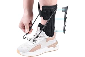 Pozpo Tech AFO Foot Drop Brace Splint, Adjustable Drop Foot Up Ankle Support for Walking with Shoes, Improve Walking Gait, Fits Right & Left, Women and Men - Black