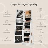 Dripex White Jewelry Organizer Mirror Wardrobe 360° Swivel Lockable 3 in 1 view 3