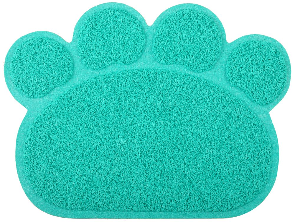 Paw-Shaped Cat Litter Tray Mat,40x30 cm (Turquoise)