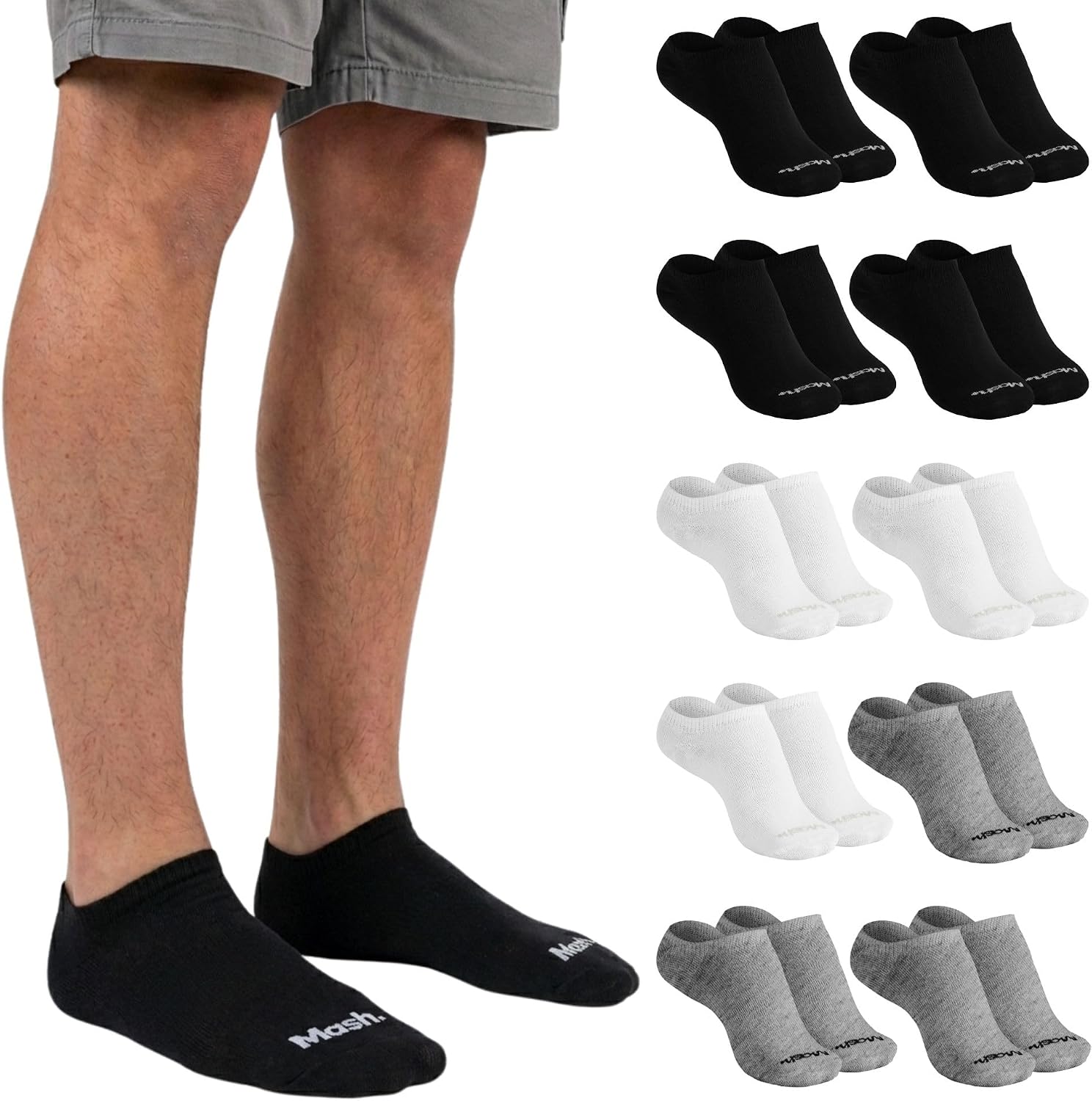 Kit 10 Pares de Meia Soquete Invisível Cano Curto Algodão Respirável Mash