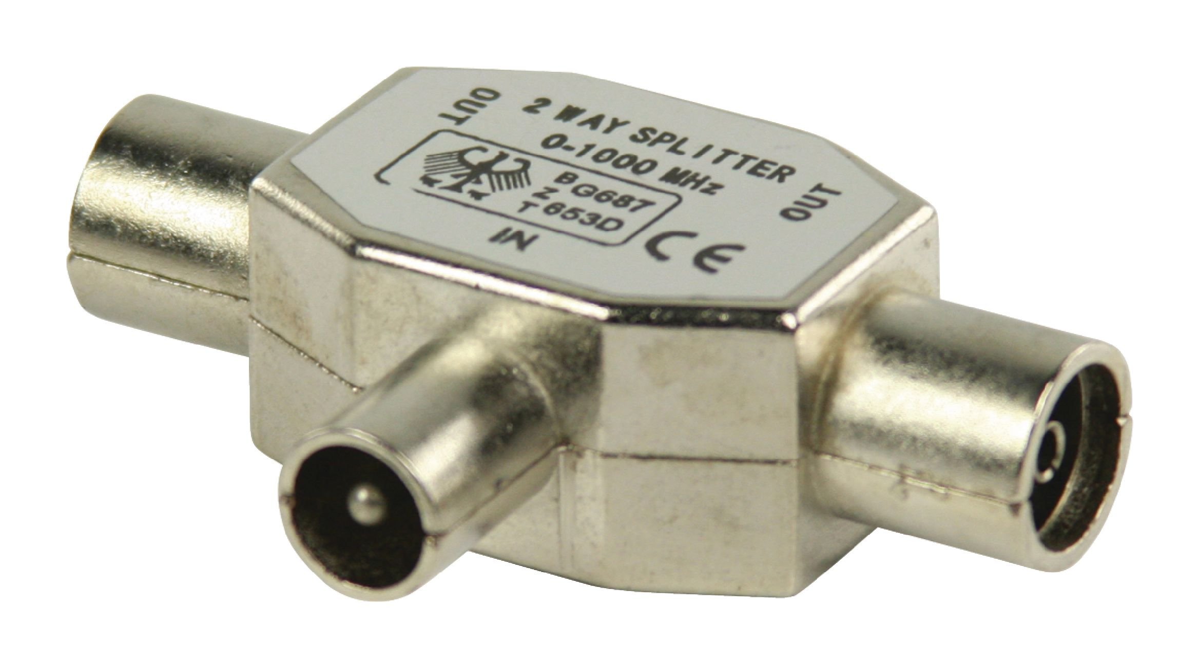 Valueline Metal Male to 2x Female Coax T-Splitter