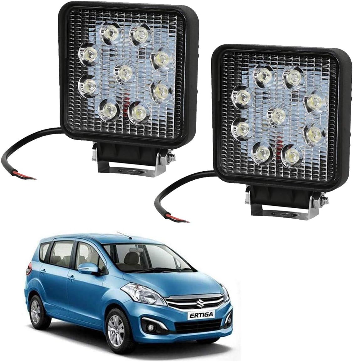 Adroitz Square Auxiliary Bike Fog Lamp Light Assembly For Maruti Suzuki Ertiga (Set of 2)