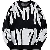 Wyeysyt Men's Oversized Sweater Graphic Crewneck Streetwear Pullover Knit Aesthetic Print Unisex Y2K Vintage Tops