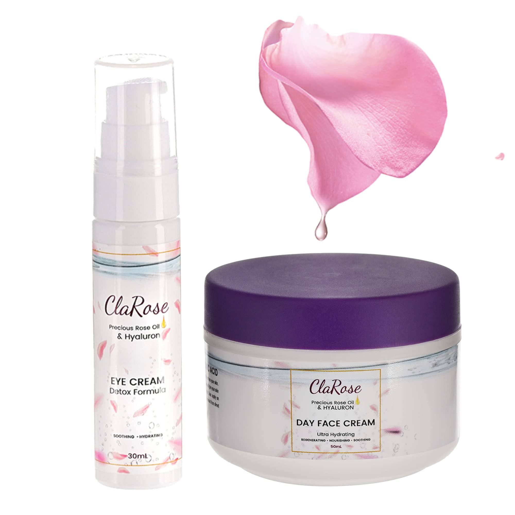 ClaRose Hyaluronic acid Anti-Ageing Face Kit Face Cream 50ml and Eye Cream 30ml with Organic Rose Oil
