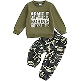 wdehow Toddler Kids Baby Boy Fall Outfits 1T 2T 3T 4T 5T Letter Print Long Sleeve Tops Camouflage Pants Winter Clothes Sets