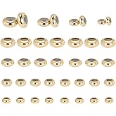 PH PandaHall 24K Gold Plated Stopper Spacer, 4 Sizes Brass Rubber Beads 40pcs Adjustable Slider Beads Insert Rubber Stopper Positioning Spacer for Beaded Garden Decor Bracelet Jewelry Making