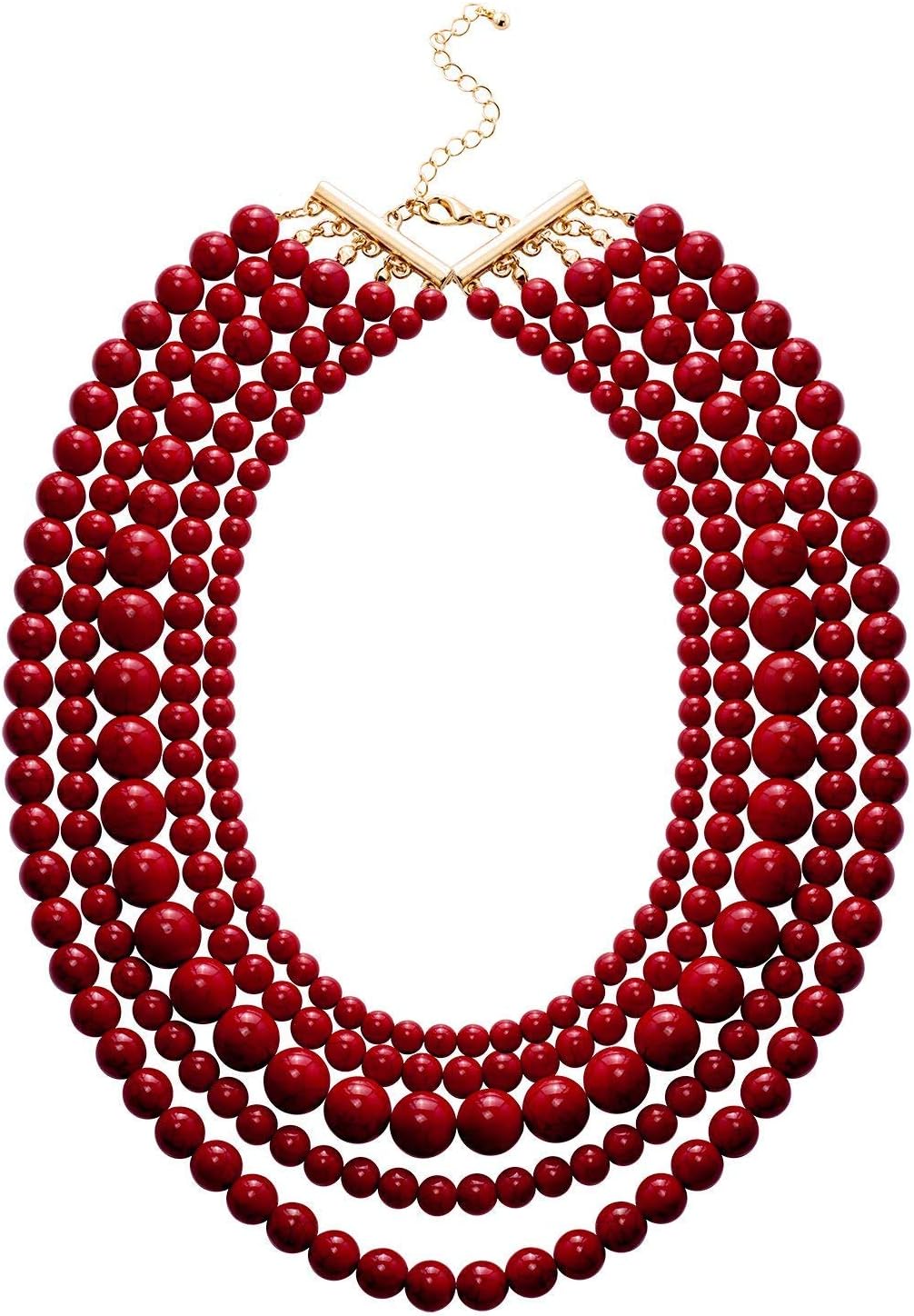 Fashion Faux Turquoise Necklace Acrylic 5-Row Multi-Layered Collar Women