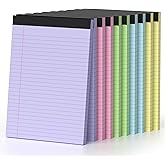 8.5 x 11 Legal Pads, Colored Legal Pads, Wide Ruled, 10 Pack Note Pads 8.5 x 11, Multicolor Perforated Note Pads with Sturdy White Back, Writing Pad,30 Sheets Per Notepad for School, Home, Office