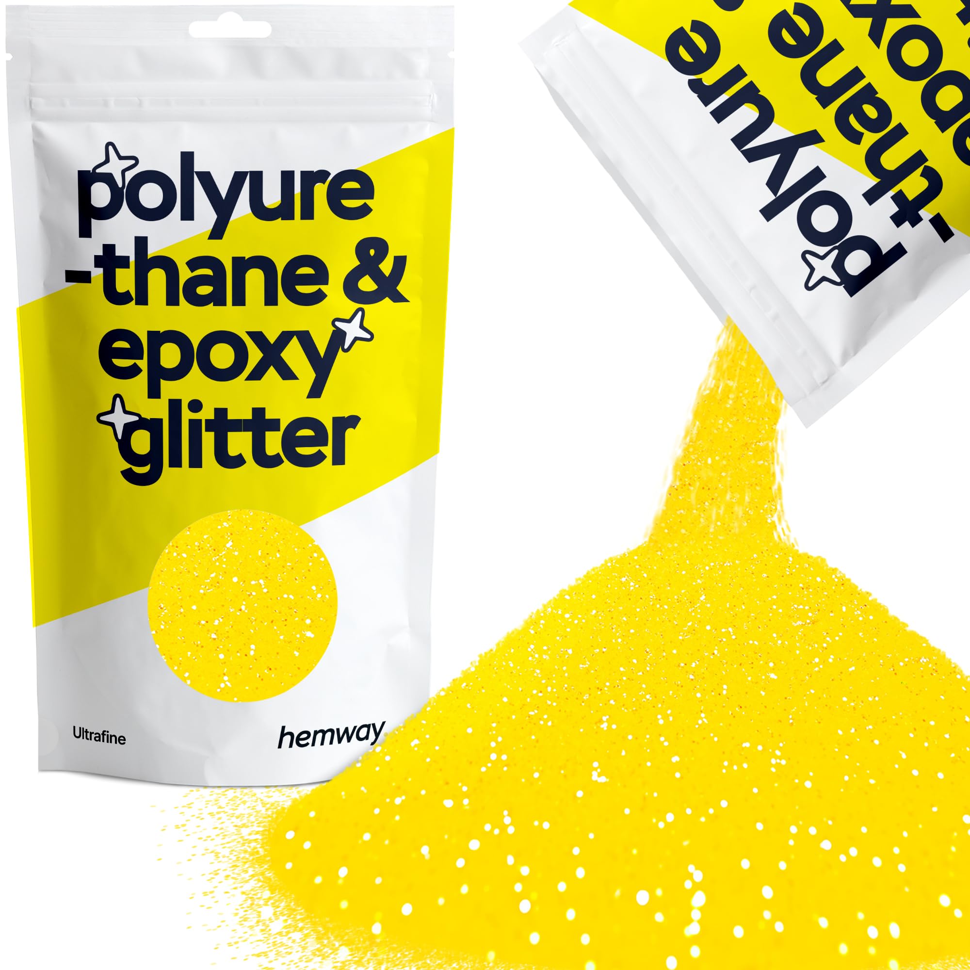 Hemway Resin Glitter Fluorescent Yellow 100g Ultrafine | Polyurethane & Epoxy Glitter for Resin Crafts, Tumblers, Coasters, Floor & Table Art